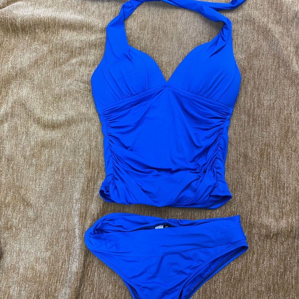 La Blanca Electric Blue Tankini and Bikini Bottom Set size 8